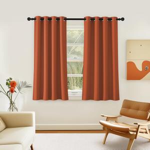NICETOWN Room Darkening Short Curtain 54 inches Long for Living Room, Grommet Sound Reducing Thermal Insulated Curtains for Bedroom Nursery Window, 46W x 54L, 1 Piece, Burnt Orange
