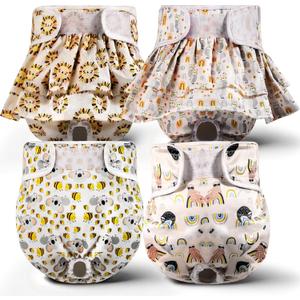 XPCARE Dog Diapers Female (4 Pack) - Washable Reusable Female Dog Diapers - Highly Absorbent Puppy Diapers for Dogs in Heat, Incontinence, or Excitable UrinationSmall