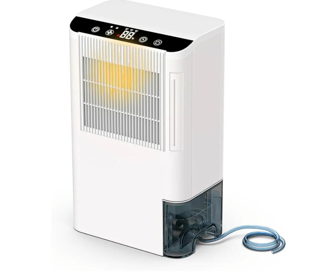 Dehumidifiers for Home, 2000 Sq.Ft Small Dehumidifier with 3.3ft Drain Hose, 2.5L Tank, Timer Sleep Mode, Portable Dehumidifier for Basement, Bedroom, Bathroom (Beige)