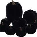 9Pcs Black Mini Halloween Pumpkins Artificial Velvet Fabric Pumpkin Assorted Fall Mantel Table Centerpiece Farmhouse Kitchen Thanksgiving Decorations