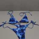 BEAUDRM Women's 2 Piece Bikini Set Bathing Suit Floral Tie Halter Triangle High Cut Thong Ring Swimsuit Size Small