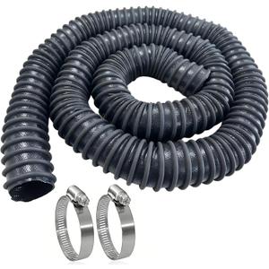 3" ID x 11' Length Heavy-Duty Car Exhaust Hose with Two Hose Clamps for Garage, EPDM Rubber Pipe for Automotive Exhaust Vent, 600°F Heat Resistant Spliceable Exhaust Tailpipe Hose for Auto Shop