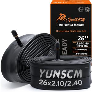2-PCS 26" Heavy Duty Bike Tubes 26X2.10/2.40 AV32mm Schrader Valve (52/62-559) Bicycle Tubes Compatible with 26 X 2.10 26 X 2.125 26X2.20 26X2.25 26X2.30 26x2.35 26X2.40 Bike Bicycle Tire Tubes