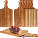 10 Packs Acacia Wood Cutting Board, 15 x 7 Inch Plain Chopping Board with Handles Large Serving Board Wooden Kitchen Cutting Board Bulk with Ropes for Vegetables Meat Pizza Cheese Fruit Bread