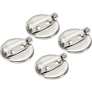 MECCANIXITY 50Pcs Brooch Clasp Pins Disc Base 19mm Blank Trays for ID Badges Name Cards Tags DIY Craft, Silver Tone