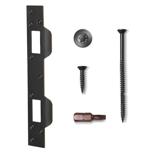MOSECYOU Door Strike Plate Oil Rubbed Bronze, with Reinforced Torx/Star Screws & Bit, Double Hole Reinforcement Latch Striker for Exterior/Interior Deadbolt Door Knob(1, Oil Rubbed Bronze)