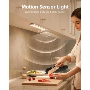EZVALO Under Cabinet Lights, LED Closet Lights Wireless USB Charging, Motion Sensor Lighting Indoor 3500K Dimmable with Remote Control (Warm) 2 Pack