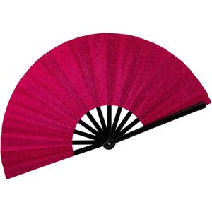 3 x 13" Glitter Large Rave Fans Clap Fans for Line Dancing Folding Clack Handheld Foldable Decorative Fans Hand Fan for Dance, EDM Music Festivals & Parties(Deep Pink)