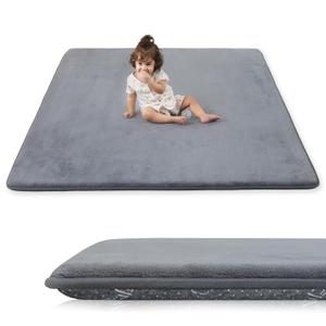 1.3" Thick Baby Play Mat for Floor, 79x79 Playpen Mat, Pro Soft Flannel Foam Mats Toddler Infant Kids Crawling for Nursery Rug Playroom Living Room Waterproof Easy Care Non-Slip (Dark Grey)