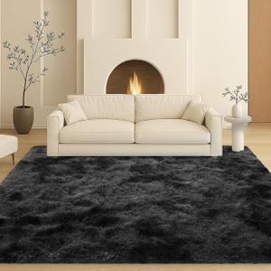 6x9 Rugs for Living Room, Rugs for Bedroom,Plush Fluffy Carpet, Non-Slip Upgrade Dark Grey Rug,Can Also be Used in Home Decor Aesthetics,Kids Rooms and Dorm Rooms.