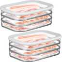Tioncy Deli Meat Container Fridge Bacon Container for Refrigerator Stackable Food Storage Boxes with Lid for Deli, Lunch Meat, Cheese and Meal