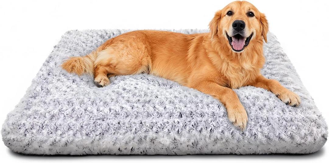 Dog Beds Large Sized Dog, Washable Durable Pet Bed, Deluxe Plush Soft & Comfortable Dog Crate Bed Pad for Large, Jumbo, Medium, Small Dogs Breeds, 35"X 23"-XL, Light Gray