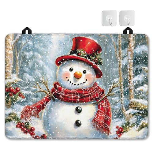 Stove Top Covers for Electric Stove,Christmas Snowman Flat Top Stove Cover,Winter Forest Heat Resistant Glass Top Stove Cover Protector Anti-Slip Range Covers, 28 x 20 Inch