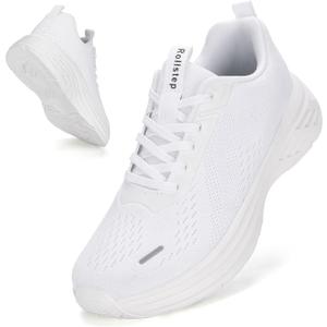 Wide Toe Box Shoes Women Sneakers Extra Wide Width Arch Support Non-Slip Tennis Athletic Ultralight Running Shoes for Women Walking Diabetic Plantar Fasciitis Footwear 6-12 (White)