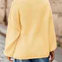 Saodimallsu Womens Oversized V Neck Sweaters Chunky Knit Lantern Long Sleeve Fall Winter Slouchy Tunic Sweater Tops (Yellow, L)