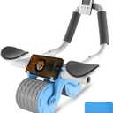 2025 New Ab Roller Wheel with Knee Mat &Timer, Automatic Rebound Abdominal Wheel, Ab Abdominal Exercise Roller with Elbow Support, Abs Workout Equipment Ab Exercise Roller for Women Men (Blue)