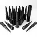 9/16-18 Spiked Lug Nuts, 3/4" Hex Closed End Nut with 1 Socket Key, Wheel Spiked Lug Nuts for Dodge Ram 1500 2500 3500, Ford F250 F350, Fit for Aftermarket Wheel (24Pcs,Black)