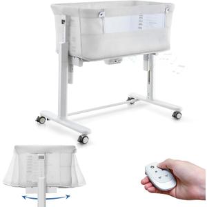 Self Rocking Bassinet, Electric Rocking Bassinet for Baby, White, Crib