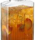 68oz Glass Pitcher with Lid (2 Lids), Rectangle Beverage Serveware and Storage Container for Cold Drinks and Liquids, Water Containers, 2 Quart Pitcher with Lid for Kool Aid and Lemonade
