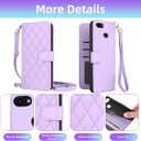 Argyle Wallet Case for Google Pixel 3a XL with Wrist Strap Shoulder Strap, Card Slots Folio Purse, Luxury PU Leather Stand Accessories Phone Cover for Pixel3aXL Pixle 3aXL A3 Pixel3a LX Purple