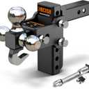 Adjustable Trailer Hitch, 360° Swivel Tri Ball Mount with Tow Hook & Lock
2" Receiver Tow Hitch with 5" Drop/Rise, Heavy Duty Rotating Drop Hitch Rated 15,000 LB GTW, 1-7/8", 2" & 2-5/16" Ball Sizes