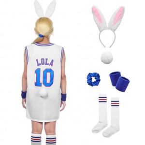 DreamJ Halloween Women's Bunny Cosplay Costume,Basketball Jersey Outfit for Adult Women Halloween Set Basketball Vest (White, XL)