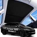 LOWEEY 2026 Upgraded Tesla Model Y Juniper Sunshade Roof, UPF200+ Roof Sunshade with Storage Bag, No-Sag&No-Gaps Heat Insulation Foldable Roof Shade, Tesla Accessories for Juniper 2025-2026, Black