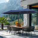 GREEN PARTY 13ft Rectangle Patio Umbrella, Double Sided Outdoor Table Umbrella with Crank & 1.5" Pole, Large Market Umbrella for Poolside Garden Deck Backyard, Navy Blue