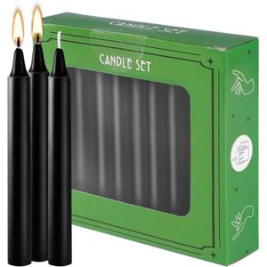 Set of 20 Black Spell & Chime  Premium Mini Taper Candles for Rituals, Prayer, Birthdays, Meditation, Altar - 4 Inch Tall, Unscented. (Black, 20) (20 (Pack of 1))