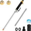 Jet Nozzle for Garden, High Pressure Washer Tools with 2 Different Nozzles and Hose Quick Connectors, Quick Connect Flexible Wand Lance for Gutter Patio Car Pet Window Garden Cleaning at Home