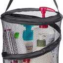 5 x Handy Laundry Foldable Shower Caddy - Collapsible, Portable, Drainage Hole, Carry Handle, Large Compartments, Great Organizer for Camp, Travel, Gym, and Dorm (Black)