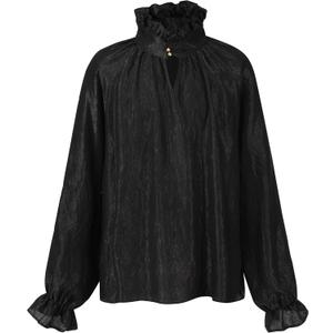 Men Renaissance Shirt,Pirate Shirt for Men,Victorian Ruffled Vampire Poet Shirts Gothic Medieval Costume (Medium, Black-3)