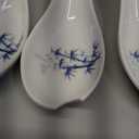 Happy Sales Melamine Soba, Rice Spoons, Asian Chinese Won Ton Soup Spoon, 6 Pack Blue Bamboo Design
