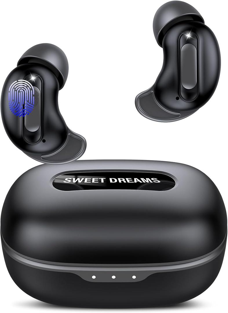 Sleep Earbuds, Mini ANC Wireless Earbuds Bluetooth 5.4 Headphones Deep Bass Stereo, 48H Playtime Ear Buds, 4 ENC Noise Cancelling Mic, In Ear IP7 Waterproof Earphones for Side Sleepers,Touch Control