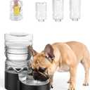 Heouvo 1.7 Gallon Automatic Dog Water DispenserWide Mouth for Easy Hand-in CleaningRemovable Stainless Steel Bowl, Gravity Refilling Large Capacity for Cats and Dogs, Multi-Pet Homes