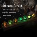7 Pcs Flower Crystal Ball Night Light with LED Wooden Base, 3D Dandelion, Four-Leaf Clover, Mushroom, Rose, Tulip Plant Lamp for Home Office Gifts for Christmas Decor