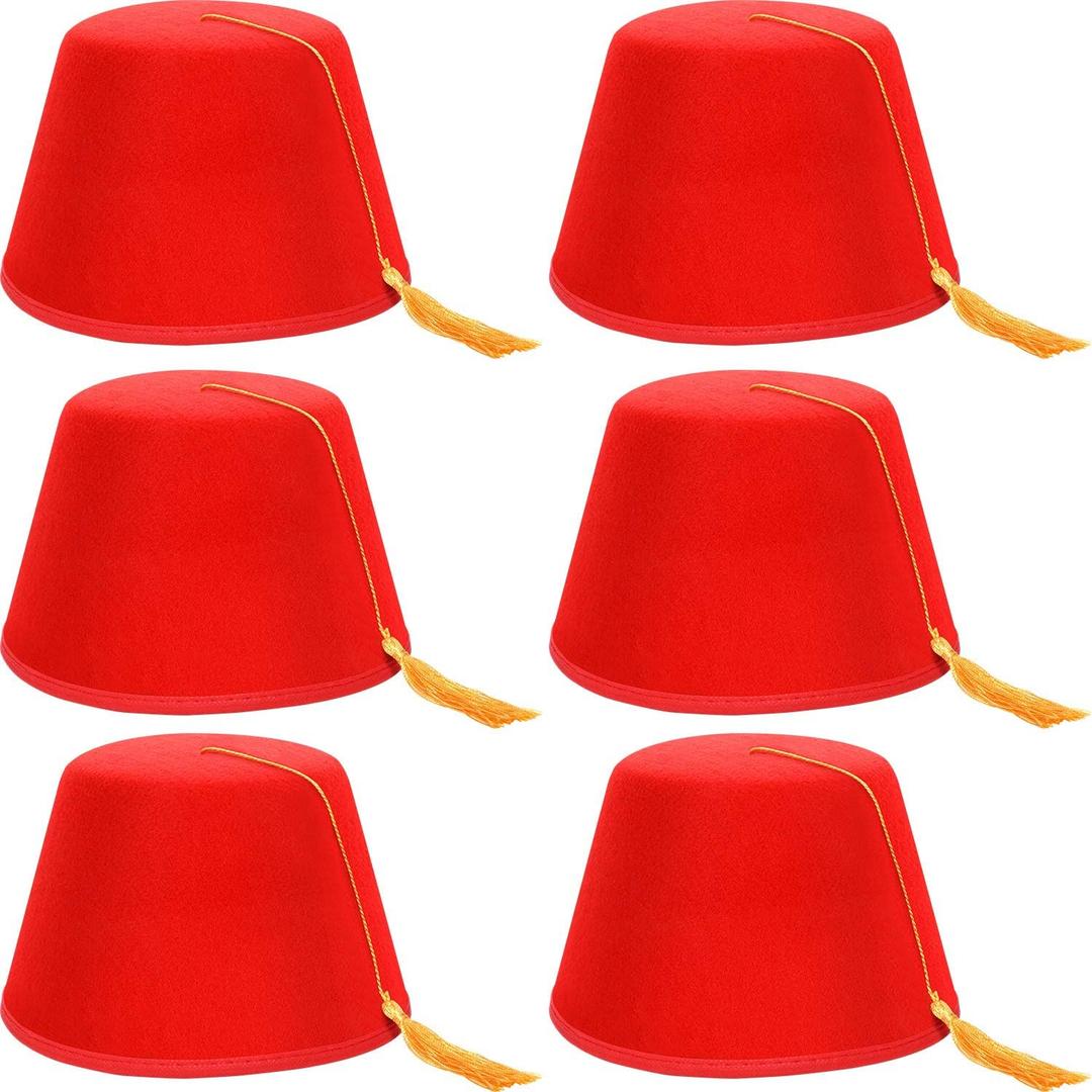 SATINIOR Red Turkish Fez Felt Hat Bulk Men Women Christmas Cosplay Costume Greece Moroccan Traditional