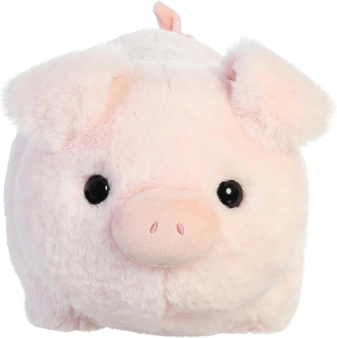 Aurora Adorable Spudsters Cutie Pig Stuffed Animal - Round Shape Makes for Comforting Cuddles - Perfect for Kids All Ages and Animal Loving Adults - Pink 10.5 Inches 