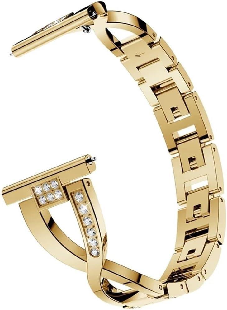 18mm 20mm 22mm Metal Strap Women Bracelet For Garmin Vivoactive 4 4S/Venu 3 3S/2 2S/Plus/SQ Replace WatchBand (Gold)