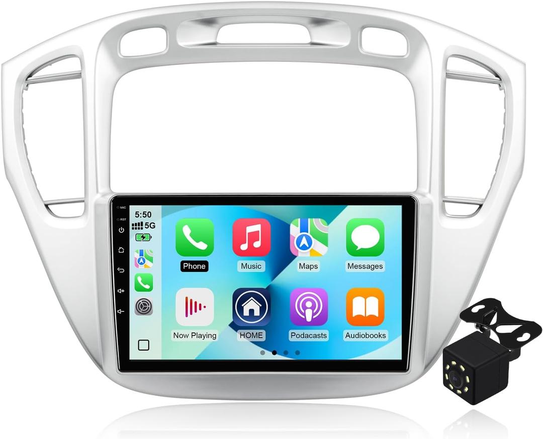 4 Core 64G Android 14 Double Din Car Stereo for Toyota Highlander 2000-2007 with 9 Inch Touchscreen Radio Built-in Wireless Carplay/Android Auto/GPS/Bluetooth/AUX/Steering Wheel Controls/Backup Camera