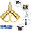 3/8 in Natural Gas Y Splitter, Low Pressure Propane NAT Gas Quick Connect/Disconnect Separator Adapter for Weber Grill, Pizza Oven, Patio Heater/Fire Pit, RV, Generator