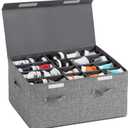 Shoe Storage Organizer for Closet Fits 20 Pairs, Large Shoe Storage Box Bins Containers with Lid and Adjustable Dividers for Shoes, Sneakers and High Heeled, Hard Shell and Stackable (Grey)