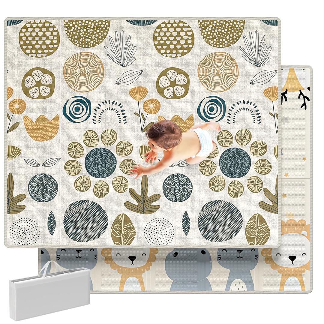 Mloong Baby Play Mat for Floor,59x71x0.4inch Playmat for Baby with Carry Bag, Foldable Play Mat,Kids Foam Play Mat,Waterproof Carlwing Mat for Baby,Large Infant Playmat,Indoor&Outdoor Playing Mat
