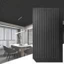 Art3d 6-Pack Slat Design 3D Wall Panels for Interior Wall Decor, 2x4 FT PVC Decorative Drop Ceiling Tiles - Black (24 x 48in., Oblong - Black)