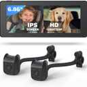 Baby Car Camera for 2 Kids | 6.86" 1080P IPS Dual-Camera Split Screen Monitor - 360 Rotation IR Night Vision - USB Powered for Rear Facing