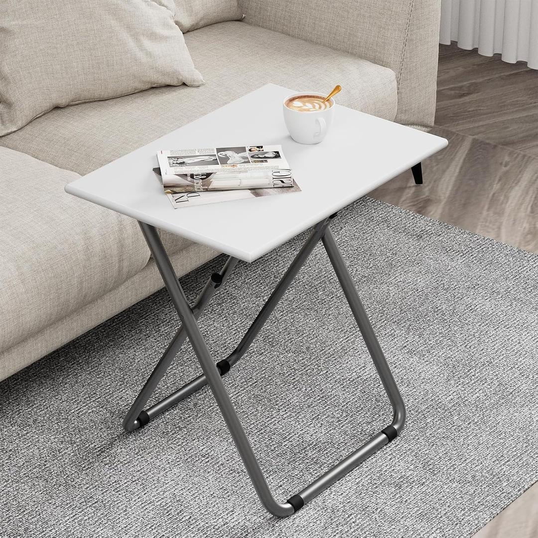Large Tv Trays, Folding Tray Table, Dinner Tv Table for Eating with No Assembly Required&Sturdy, Foldable Snack Eating Side Table on Bed & Sofa for Living Room,27.3 * 19in(White)