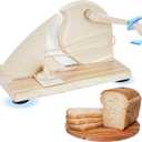 Manual Bread Slicer for Homemade Sourdough Bread, Adjustable Thickness Hand Crank Bread Slicer with Stainless Steel Blade and Suction Cup, for Even Slicing, Kitchen & Bakery Use, Milky White