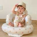 Inflatable Baby Seat - Infant Safety Support, Blow Up Baby Floor Seat with Built in Air Pump- Perfect for Travel, Beach, Camping - Ideal for Babies 3 Months and Up (Bear Cub)
