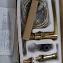 TapLong Waterfall Roman Tub Faucet with Hand Shower, Widespread Deck Mount Bathtub Faucet with Sprayer, Single-Handle 3-Holes Bathtub Shower Faucet Set in Brushed Gold, 03119BG