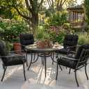 Outdoor Chair Cushions, Fade Resistant Replacement Tufted Cushion for Patio Dining Chair, Set of 2 Navy Blue